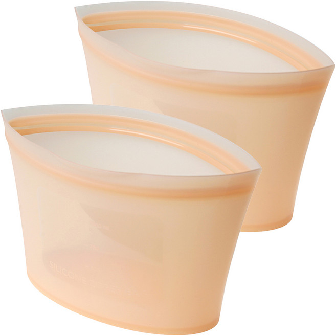 실리가든 실리콘 지퍼백 소형 500ml, 피치오렌지, 2개