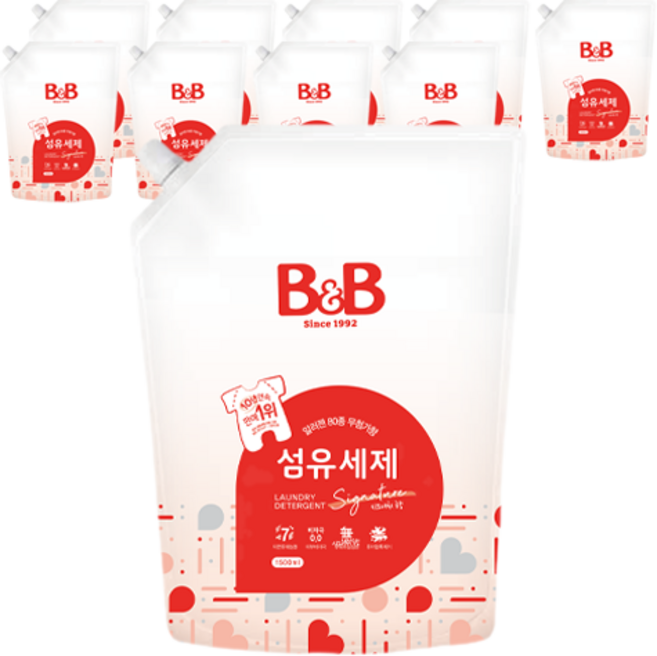 비앤비 유아 섬유 세제 알러젠프리향 캡리필형, 10개, 1.5L