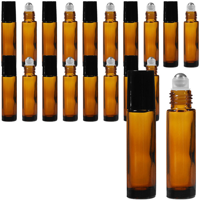 롤온 향수 공병 10ml, 블랙(캡) + 브라운(용기), 20개