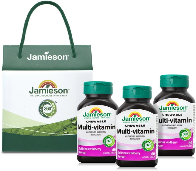 자미에슨 츄어블 멀티비타민 미네랄 선물세트, 1개, 81g - 쿠팡