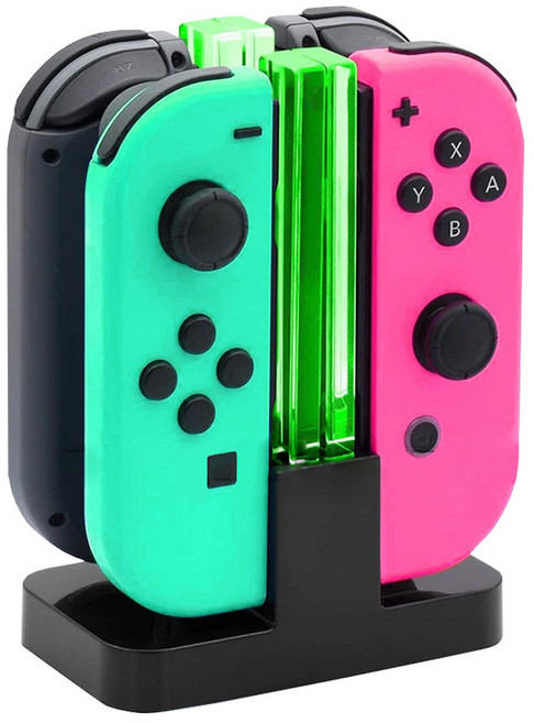 스페이스쉴드 닌텐도 스위치 스위치 OLED 조이콘 호환 네온 충전 거치대, 1개