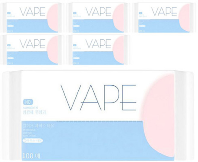 VAPE 팝업타입 일회용 페이스 타올, 100매, 6개