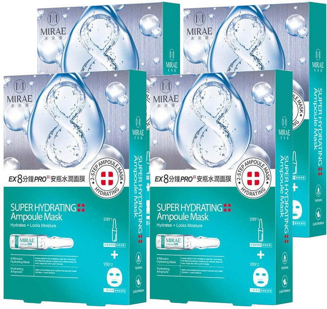 MIRAE 未來美 EX8分鐘PRO安瓶水潤面膜組, 4盒, 1盒