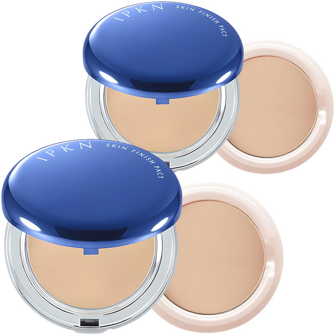 IPKN SKIN FINISH 粉餅蜜粉 正裝 14g + 補充蕊 11g, 23號自然膚色, 2組