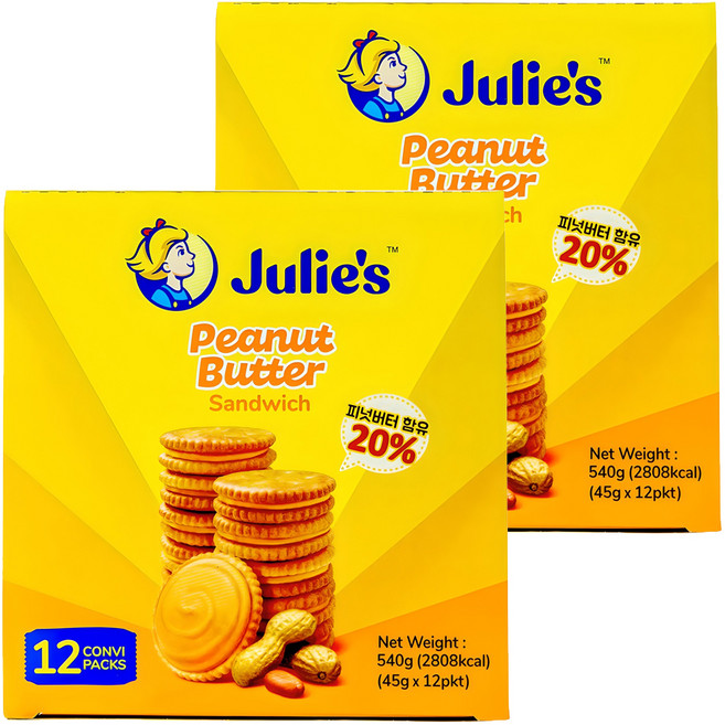 줄리스 피넛버터 샌드위치, 540g, 2개