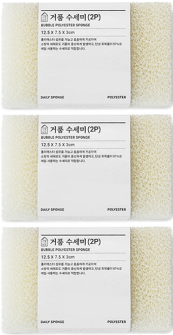 생활살림 뽀송 거품 주방 수세미, 2개입, 3개