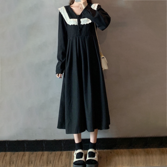 메이첼 레이스 업 코듀로이 롱 원피스 00282 빅사이즈 포함