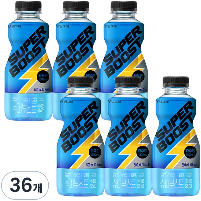 빙그레 슈퍼부스트 수분충전 에너지음료, 500ml, 36개 - 쿠팡
