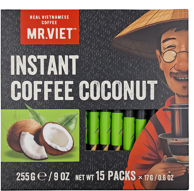 MR.VIET 椰子即溶咖啡粉, 17g, 15入, 1盒
