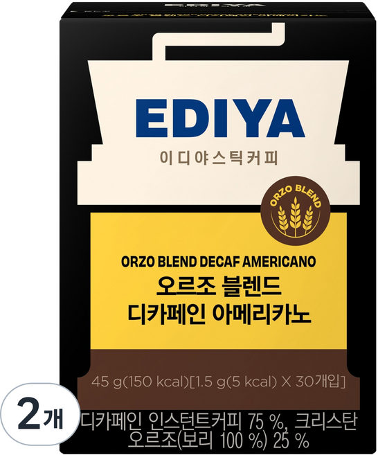EDIYA COFFEE 奧爾佐特調低咖啡因美式咖啡, 1.5g, 2個, 30入