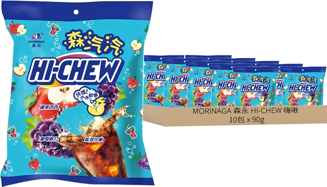 MORINAGA 森永 HI-CHEW 嗨啾 汽水綜合軟糖, 90g, 10包