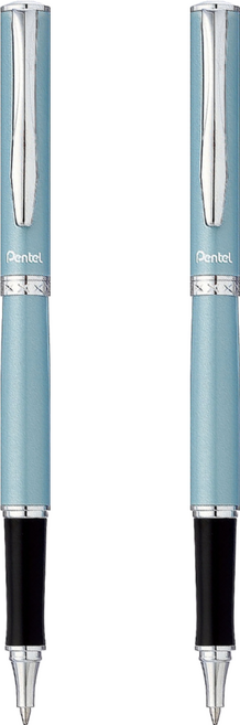 Pentel 飛龍文具 k611s-at 高級金屬鋼珠筆-藍軸(附高級筆盒), 藍軸, 2入