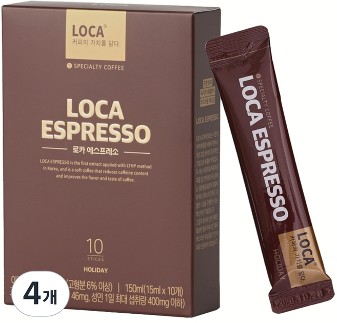 로카에스프레소 액상 스틱 커피 홀리데이, 15ml, 10개입, 4개