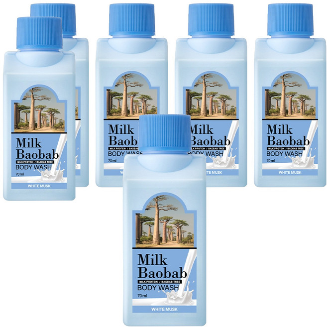 밀크바오밥 여행용 바디워시 화이트머스크, 70ml, 6개