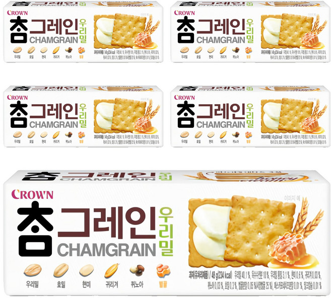 크라운 참그레인 우리밀 과자, 48g, 5개