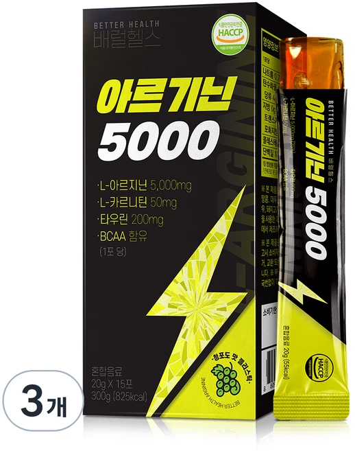 더존건강 배럴헬스 아르기닌 5000 15p, 300g, 3개 - 쿠팡