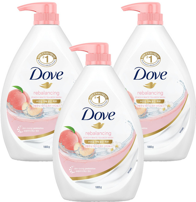 도브 리밸런싱 바디워시 화이트피치, 1kg, 3개