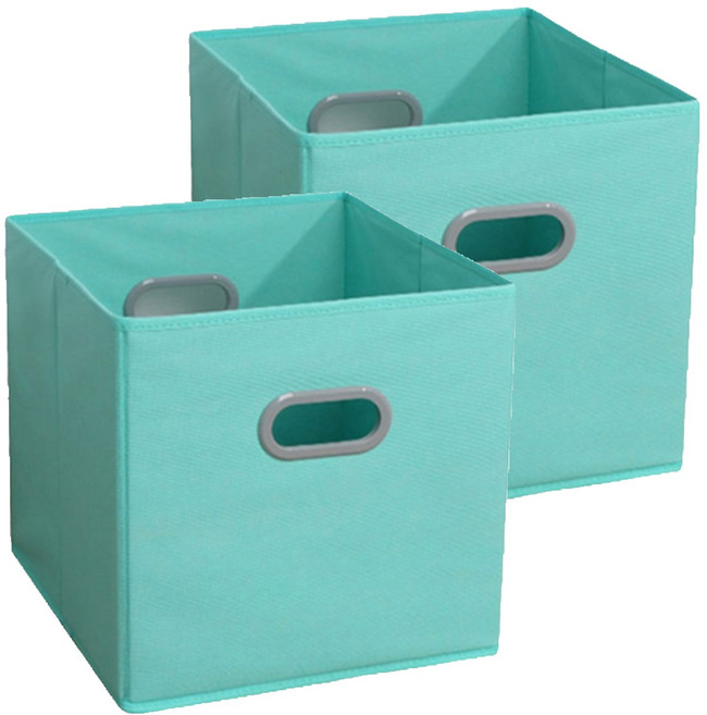마켓감성 손잡이 패브릭 여러가지 수납함, 민트, 2개