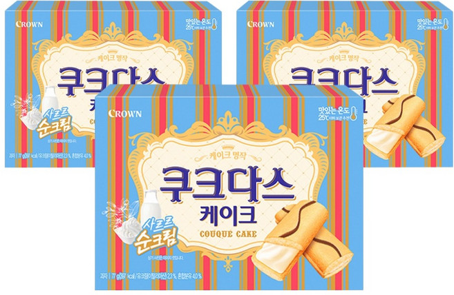 쿠크다스 케이크, 77g, 3개