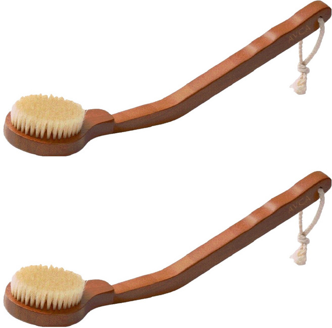 아브카 딥클린 샤워 바디 브러쉬, 2개, 1개입, 브라운 우드