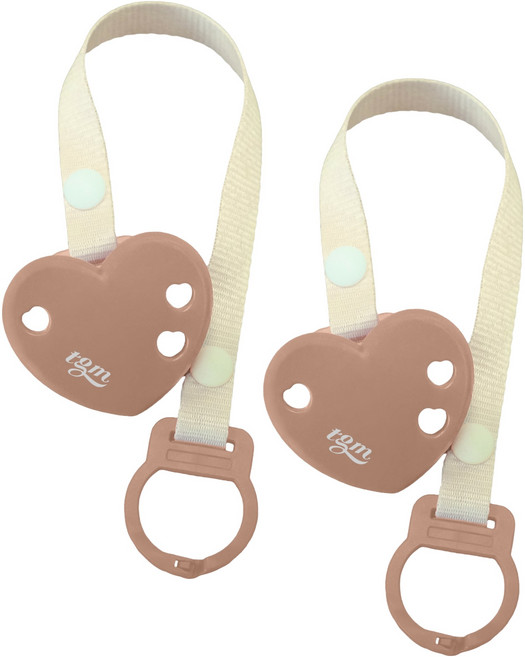 티지엠 국내제조 하트 쪽쪽이 클립 스트랩 홀더, 노꼭지, 탠브라운, 2개
