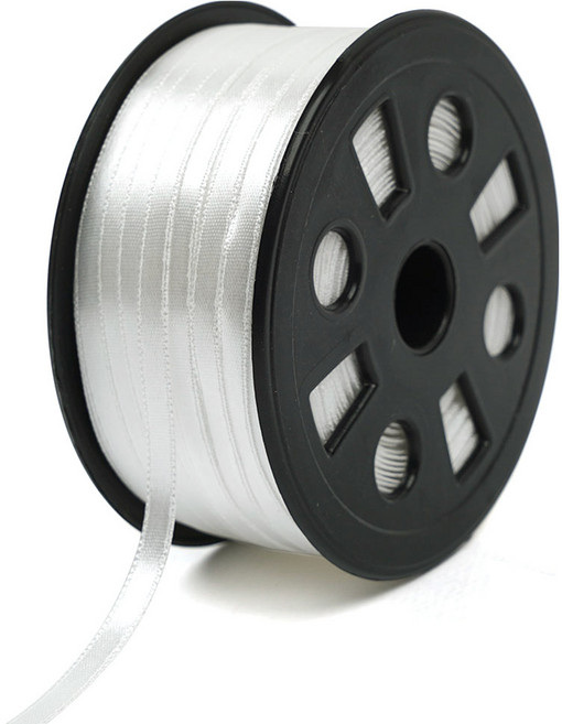 뭉구 프리미엄 유광 단면 공단 리본 5mm, 02 백아이, 1개, 90m