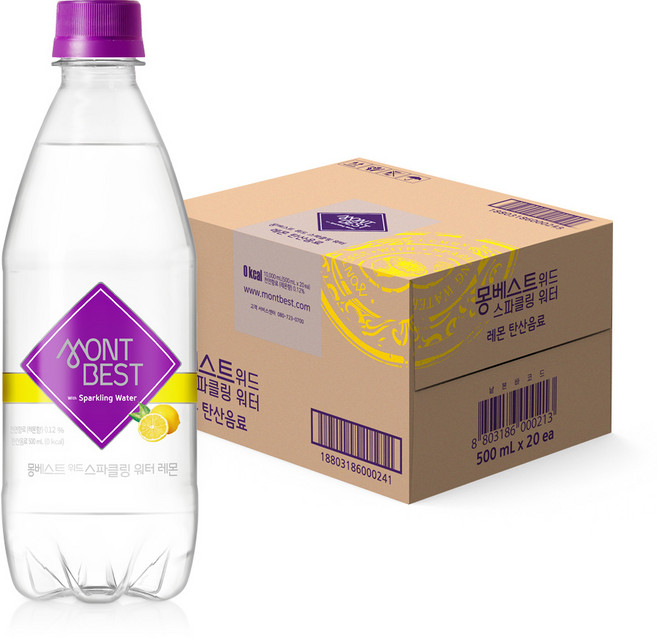 몽베스트 위드 스파클링 워터 레몬, 500ml, 20개