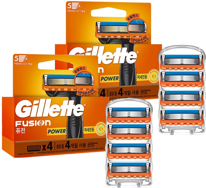 질레트 정품 퓨전 파워 면도날, 4개입, 2개