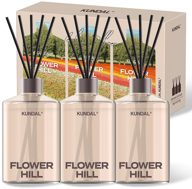 쿤달 퍼퓸 디퓨저 선물세트, 플라워힐, 500ml, 3개