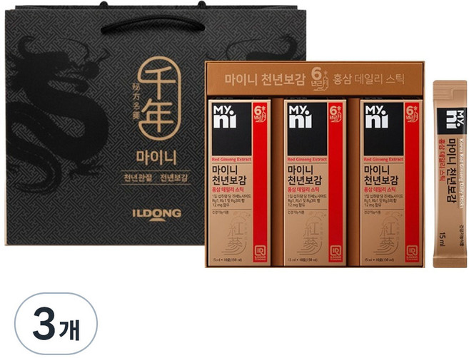 마이니 천년보감 홍삼데일리 스틱 10p + 쇼핑백, 3개, 450ml