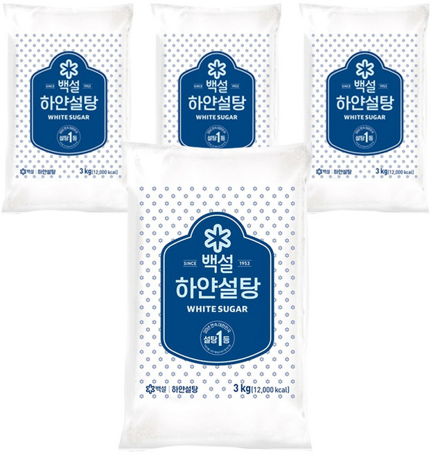 백설 하얀설탕, 3kg, 4개