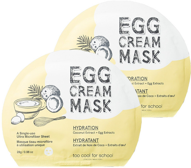 투쿨포스쿨 에그 크림 마스크 하이드레이션, 2개, 1개입