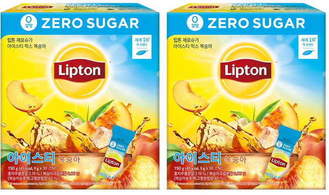 립톤 제로슈가 아이스티 믹스 복숭아, 5g, 30개입, 2개