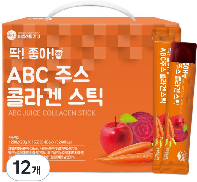 미쁨생활건강 딱좋아 ABC주스 콜라겐 젤리스틱, 300g, 12개