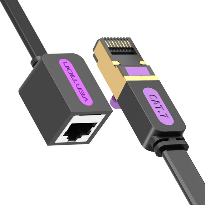 벤션 칼국수형 CAT7 초고속 랜선 연장케이블, 블랙, 1개, 1.5m