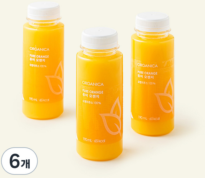 올가니카 퓨어 오렌지, 190ml, 6개