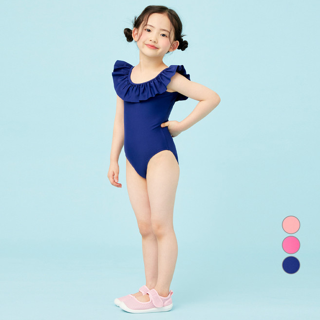 롤리트리 여아용 러블리 리본 프릴 수영복