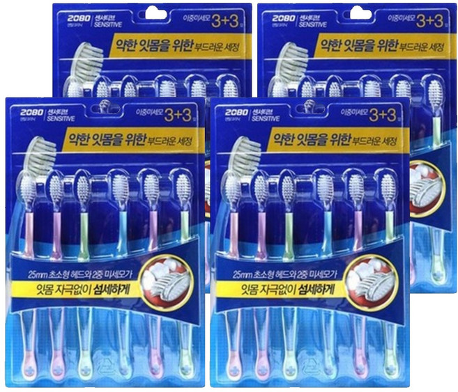 2080 센서티브 2단 미세모 칫솔, 6개입, 4개