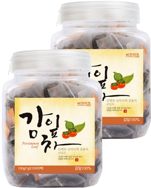 바른약초 감잎차 삼각티백, 1g, 100개입, 2개