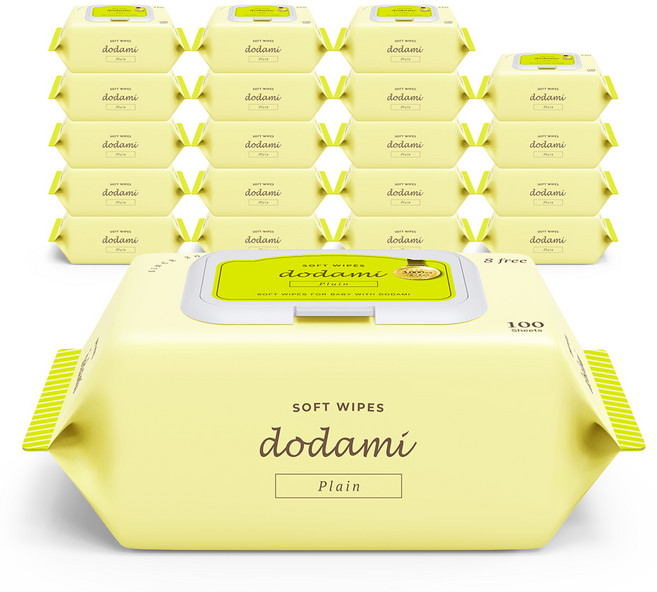도담이 소프트 플레인 유아 물티슈 캡형, 50g, 100매, 20개
