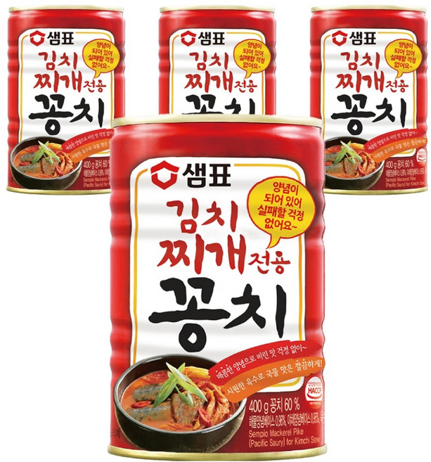 샘표 김치찌개 전용 꽁치 통조림, 400g, 4개