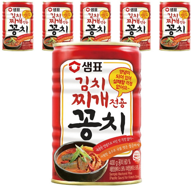 샘표 김치찌개전용 꽁치 통조림, 400g, 6개