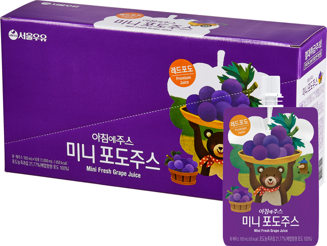 아침에주스 미니 포도 주스, 100ml, 10개