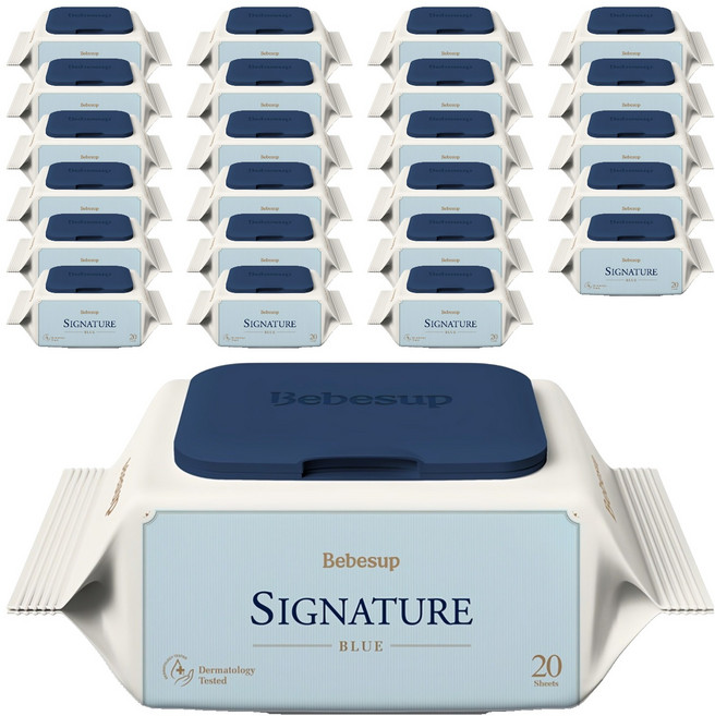 베베숲 시그니처 블루 유아물티슈 휴대캡형, 75g, 20매, 24개
