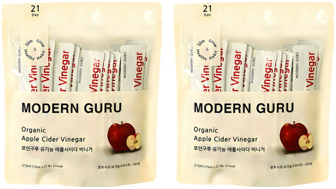 모던구루 유기농 애플사이다 비니거 21p, 315ml, 2개