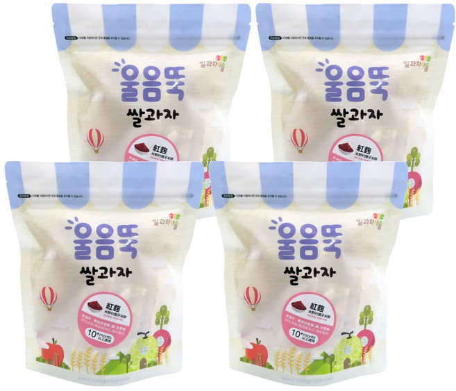 Ssalgwaja 米餅村 寶寶磨牙米餅 長方形 10個月以上, 紅麴, 30g, 4包