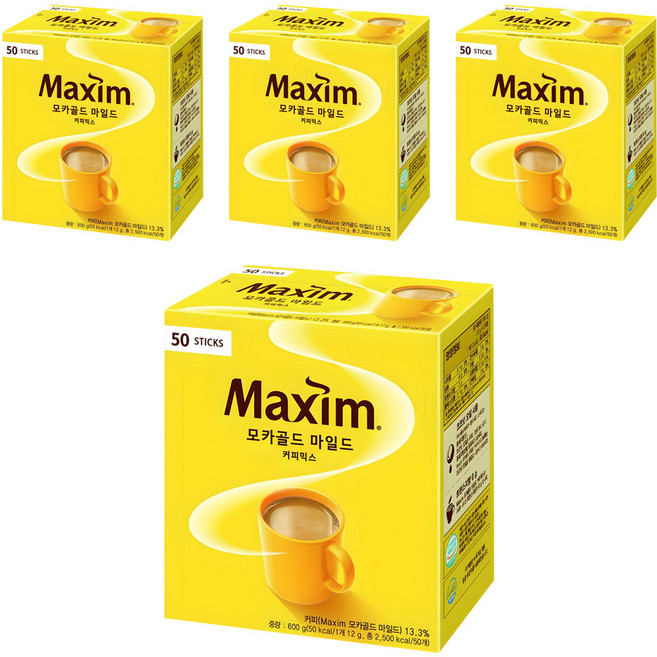 맥심 모카골드 마일드 커피믹스, 12g, 50개입, 4박스