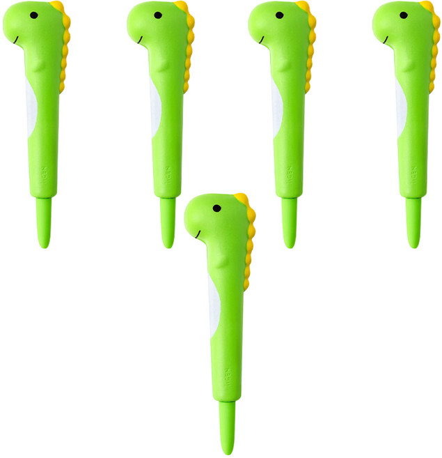 捏捏樂紓壓筆 恐龍 0.5mm, 恐龍 淺綠色 + 黃色, 5支