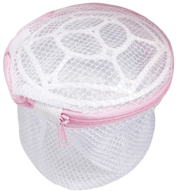 拉鏈粗網洗衣袋 16 x 15cm 5個, 內衣拉鏈款有塑膠片 白色 + 粉色, 1組