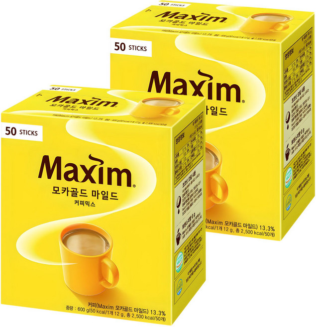 맥심 모카골드 마일드 커피믹스, 12g, 50개입, 2박스